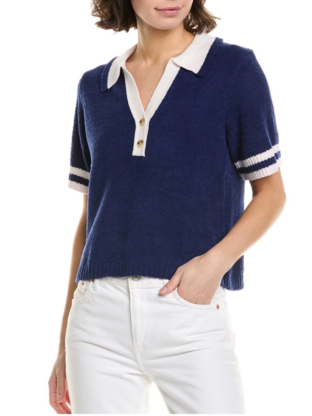 Central Park West Navy Bianca Polo Sweater Shirt